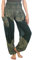 Lofbaz Damen Haremshose mit gesmoktem Boho Hosen Floral Grün Size M