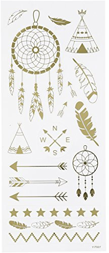 Aufkleber Indianer, Bogen 10 x 24 cm, ca. 17 Stück Indianer Gold Rot 1 Blatt