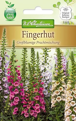 N.L.Chrestensen 5335, Digitalis Fingerhut, Großblumige Prachtmischung, Mehrfarbig