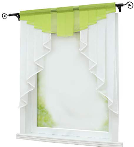 Joyswahl Kleinfenster Scheibengardine Voile Bistrogardine »Gerda« mit Tunnelzug Transparente Gardine Stores BxH 140x145cm Grün 1er Pack