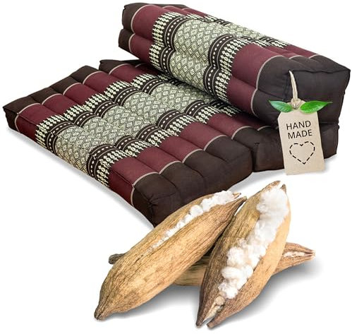 livasia Meditationskissen faltbar klappbar - 72x50x12cm - Zafukissen Zabuton für Yoga und Meditation, Meditationssitz mit Kapok, Sitzkissen Schneidersitz zum Klappen, handgefertigt (Weinrot)