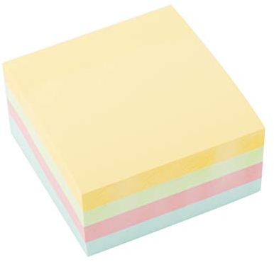D.RECT Haftnotizen Pastell 76x76 mm – 400 Blatt – Selbstklebende Sticky Notes Würfel – Haftnotizzettel in sanften Farben – Für Büro, Schule und Zuhause – Rückstandsfrei ablösbar