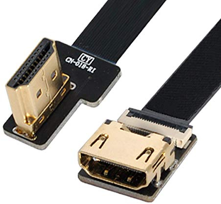 JSER-Brands Xiwai CYFPV - Cable plano HDMI macho a hembra FPC en ángulo izquierdo de 90 grados para fotografía aérea multicoptero HDTV (0,5 m)