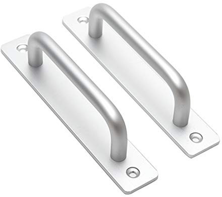Door Pull Handle, 2PCS Aluminium Alloy Safety Grab Bar Handles Sliding Barn Door Cabinet Handle Hardware Bathrooms Shower Decorative Pull Handle with Back Plate,15 * 2.5cm (Silver)