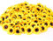 ExeQianming Künstlicher Sonnenblumenkopf, 4,5 cm, 50 Stück Sonnenblumen aus Kunstseide, für Hochzeit, Haus, Garten, Party (Gelb)