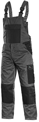 CANIS CXS Phoenix Cronos Arbeitslatzhose Professionelle Latzhose Herren Schutz für Monteur Gärtner Damen Hose für Mechaniker mit Klettverschlusstaschen Cargotaschen; grau mit schwarz (54)