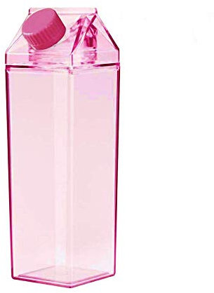 Jinberry 500ml/17Oz Cute Leakproof Milk Carton Water Bottle Portable Drinkware for Outdoor Climbing Tour or Camping