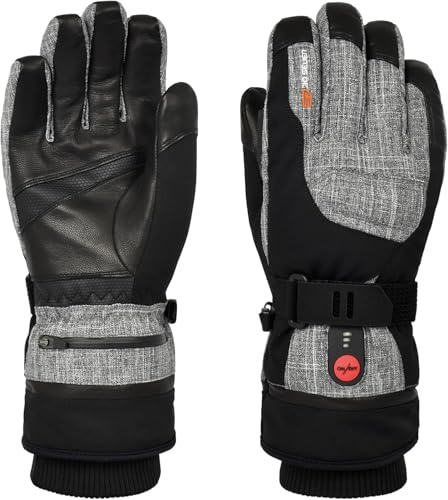 30seven Beheizte Sporthandschuhe, elektronische Heizhandschuhe zum Ski- / Snowboardfahren, wasserfeste & Winddichte Outdoor-Bekleidung, für Damen & Herren, Grau, 9-M