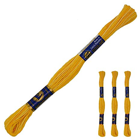 3 Docken Stickgarn je ca. 8m Sticktwist mit Farbverlauf 100% Baumwolle Stickerei Farbwahl, Farbe :11162 Gelbtöne