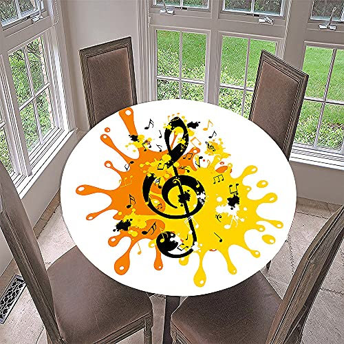 Fansu Round Tablecloth Waterproof Wipe Clean, 3D Note Printing Polyester Circular Tablecloths Fitted Elastic Edged, Stain Resistant Table Cover (Drip dye,Diameter 160cm)