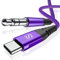 sweguard - Cable auxiliar USB C a conector jack de 3,5 mm para Huawei P30 Pro, P40 Pro, P20, Mate 30, Mate 20, Samsung Galaxy Note10/S20, Xiaomi, auriculares, estéreos, etc. (1.2m, Violeta)