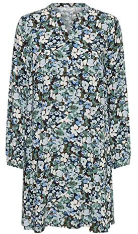 b.young BYJOSA Tunic Dress Tunic Dress - Damen Blusenkleid Lange Bluse Kleid Langarm Gemustert Regular Fit, Größe:36, Farbe:Frosty Green Mix (201069)