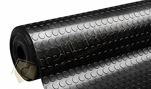 Home Tresor - Tappeto Bullonato PVC Rivestimento Pavimento Nero Copripavimento Gomma Bollato Antiscivolo Flessibile Altezza 100 Cm. Misura (1x0,5 MT)
