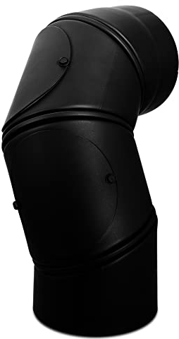 LANZZAS Ofenrohr Multibogen - Ø 180 mm - Farbe: schwarz | Rauchrohr 4-fach Bogen 0° - 135° mit Tür