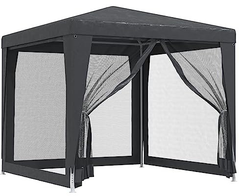 vidaXL Carpa para Fiestas con 4 Paredes de Malla, Cenador para Fiestas Bodas, Toldo Resistente al Agua, Carpa de Jardín Terraza, HDPE Gris Antracita