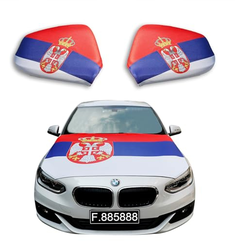 Sonia Originelli Fanset Fanartikel für das Auto Motorhaubenfahne Außenspiegelflaggen Fahne Flagge, Farbe: Serbien
