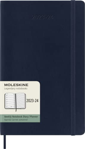 Moleskine Weekly Planner 2023-2024, Agenda 18 Mesi, Diario Accademico, Agenda Settimanale con Copertina Morbida, Formato Large 13 x 21 cm, Colore Blu Zaffiro