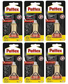 Pattex Sekundenkleber Matic, 6x3 g Flüssigkleber für extra schnelle, starke und flexible Sofortreparaturen im Haushalt, spülmaschinenresistent