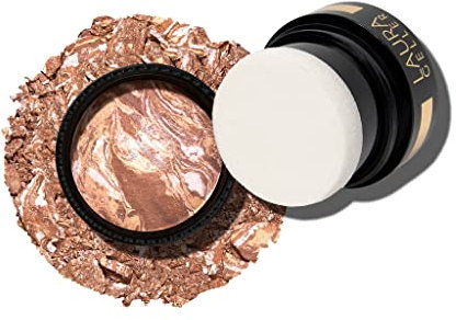 LAURA GELLER Baked to Go Bronze-n-Brighten Bronzing Powder (Medium) Travel Size Face Bronzer Powder for a Natural, Sun-Kissed Glow
