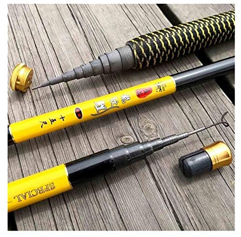 Allround Angelrute Strom Angelrute 2.7~7.2M Carbon-Faser-Teleskop Angelrute Einsteiger (Color : Yellow, Size : 7.2 m)