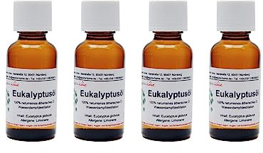 Aspira Home Ätherisches Eukalyptusöl (100% Naturrein) 4x 30ml in Glasflasche mit Tropffunktion - Reines Eukalyptusöl DUFTÖL - eucalyptus Oil