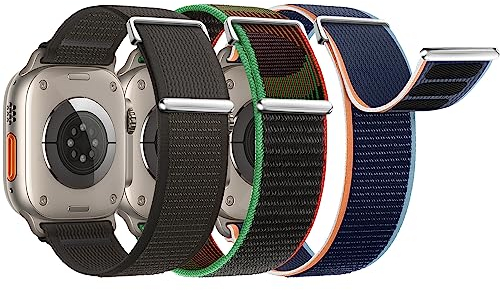3 Stück Armband Kompatibel mit Apple Watch Armband 40mm 38mm 41mm für Damen Herren, Nylon Stoff Sport Loop Weich Armbänder für iWatch Ultra SE Series 9 8 7 6 5 4 3 2 1