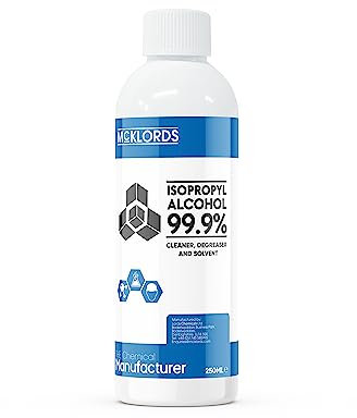 McKLords - Isopropanol 99.9% Pure | All Purpose Rubbing Alcohol, Disinfectant, Household Cleaning - Suitable for Electronics, Glass, Paint, Removing Grease and Glue 250ml