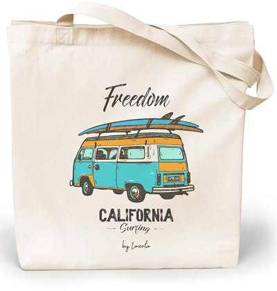 Loxato Stoffbeutel Bedruckt - Stofftasche - Baumwolltasche Bedruckt 100% B35 x H42 x T8 cm - Tragetasche Canvas-Stoff 220 g/m2 - Jutebeutel - Einkaufstasche Lange Henkel 70cm - Einkaufsbeutel