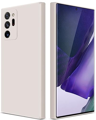 GiiYoon Case Compatible with Samsung Galaxy Note 20 Ultra, Silky-Soft Touch Full-Body Protective Phone Silicone Case, Shockproof Cover with Microfiber Lining, off white