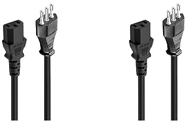 Ewent Cavo Alimentazione Spina italiana 10A a VDE IEC C13, 5.0 mt, cavo H05VV-F 3G, nero (Confezione da 2)