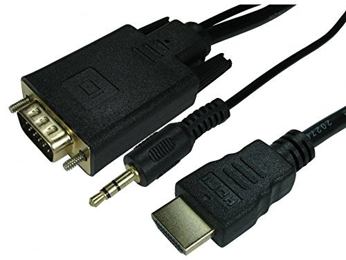rhinocables HDMI to VGA Cable, 1080P@60Hz Gold Plated HDMI to VGA Digital Video Converter Cable and Audio Convertor Cable for Projector, Desktop, Laptop, Monitor, Raspberry Pi, Roku, HDTV (1m)
