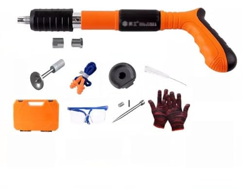 Portable Manual Nailer,concrete nail gun,3 Gears Steel Nail Gun with Nails for Red Brick Walls, Concrete Walls, Aluminum Alloy, Wooden Boards