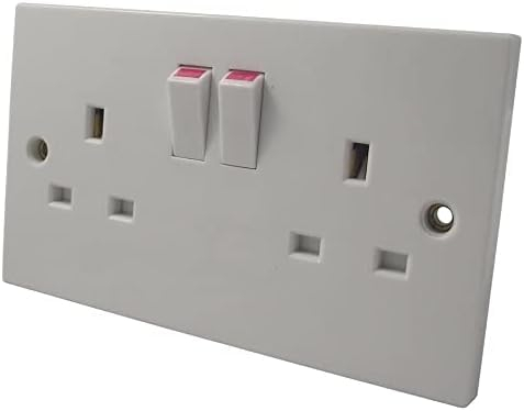 Single to Double Socket Converter with Electric Wall Plate 13 AMP Back Box and Face Plate White