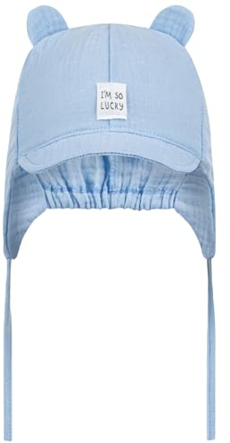 Smarilla Bindemütze Schirmmütze Sommermütze Baby Junge Musselin, Bekleidungsgröße: 42-44, Farbe: Hellblau