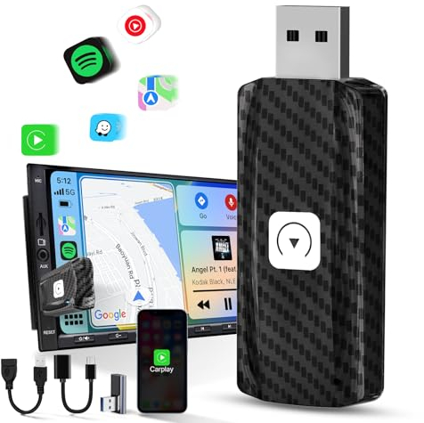 MSXTTLY Carplay Wireless Adapter, konvertiert Wired Carplay in kabelloses USB C/A, Mini & Stabil U2C-AIR 2.0 Solo para Carplay y iOS, Schwarz