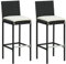 Willood Garten-Barhocker mit Kissen 2 STK. Schwarz Poly Rattan