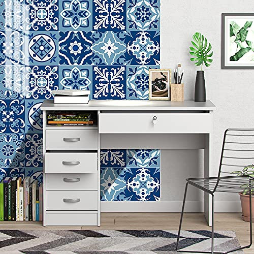 Stickers Carrelage 10X10 Modèle Bleu Adhesive Murale,Stickers Carrelage Auto-Adhésif En Pvc Autocollant En Tuile,Imperméable Effet Carreaux Pour Salle De Bain Cuisine(10Pcs)