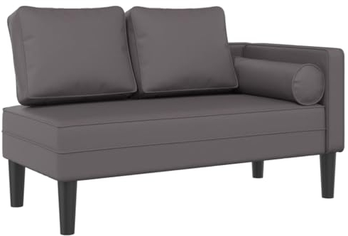 vidaXL Chaiselongue, Indoor Lounge Sofa mit Kissen, Gepolsterte Recamiere für Wohnzimmer Schlafzimmer Büro, Relaxliege Couch, Grau Kunstleder