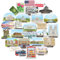 Navy Peony Monumental Washington DC Travel Stickers (28 pcs) - Watercolor, US Capital City, American-Themed Decals for Scrapbooking, Journals, Laptop