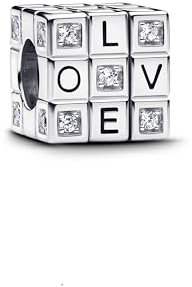 Pandora Moments Beweglicher Spielzeugwürfel Charm aus Sterling Silber mit Zirkonia, Kompatibel Moments Armbänder, 793672C01