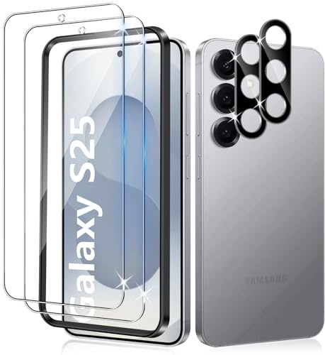 LiiLaa Schutzfolie für Samsung Galaxy S25 5G für Panzerglas, 2 Stück Gehärtete Glas Schutz Folie mit 2 Stück Kameraschutz, 9H Fingerabdrücke Entsperren displayschutz Ultra-klar Schutzglas