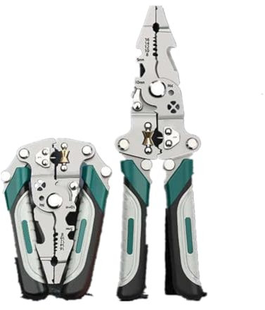 18 in 1 Foldable Wire Stripper, Multifunctional Plier with Wire Stripper Crimper Side Cutter, Shearing,Screw Gripping Pliers for Electric Cable, Portable Wire Stripper and Crimping Tool