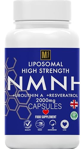 NMNH | 120 NAD+ Capsules | 2000mg 1-A-Day Tablet 4 Months Supply | NAD with Trans-Resveratrol & Urolithin A | Anti Ageing Liposomal Max Absorption | Vegan | No Fillers | UK Company
