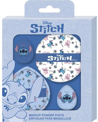 Éponge de maquillage Stitch Disney Beauty Blender avec pompons | Set d'éponges pour appliquer fond de teint et poudre avec personnage de Lilo & Stitch