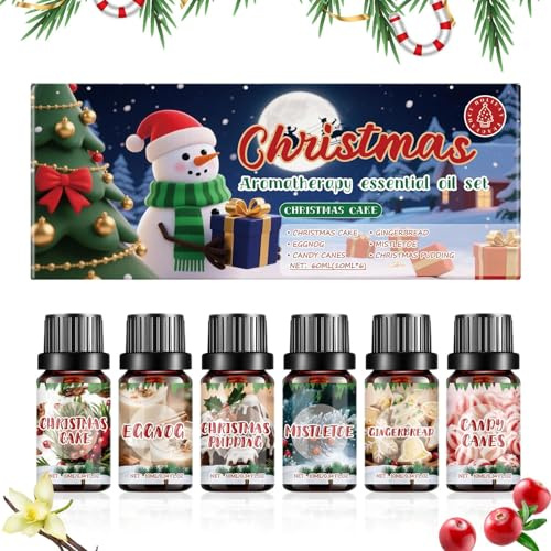 Yaztauho Duftöle Für Diffuser | 6er Set Weihnachts Winter Duftöle | Herbst Raumduft Für Diffuser Seifenherstellung Kerzen Meditation Geburtstag Wellness Reise Wohnzimmer