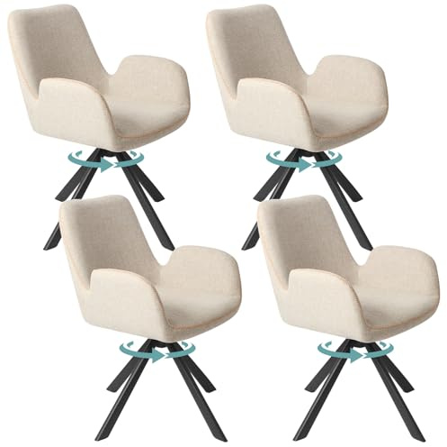 HOMAVO Drehbare Esszimmerstühle 4er Set mit Armlehnen – 360° ergonomische und Bequeme Stühle mit breiter Sitzfläche – Für Esszimmer, Wohnzimmer oder Büro