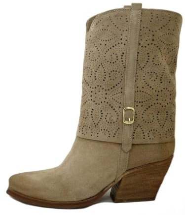 OSVALDO PERICOLI Stivali Donna Texani in Pelle Camoscio Beige, Tacco Medio, 243