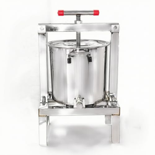 Gitohoni Presse à Miel Manuelle Extracteur Miel Presseur Extracteur Presse Cylindrique en Acier Inoxydable avec Couvercle Sécurisé et Cadre Stable Adaptée aux, Roulement Entièrement Fermé