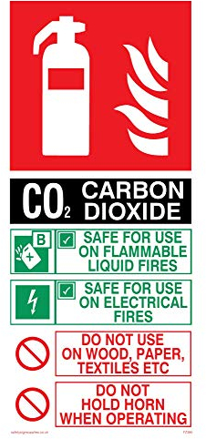 Viking Signs FZ385-P12-V Cet extincteur contient du dioxyde de carbone CO2 Instructions d'utilisation (français non garanti), vinyle, 200 mm H x 100 mm L