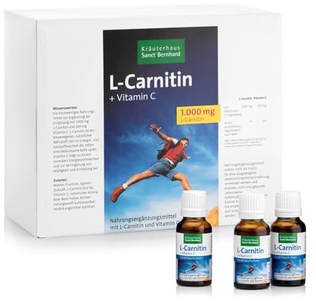 Sanct Bernhard L-Carnitin + Vitamin C Trinkfläschchen, 1000 mg reines L-Carnitin und 300 mg Vitamin C, Inhalt 600 ml